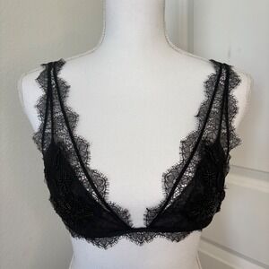 Victorias Secret Dream Angels Black Lace Beaded Bralette Small Eyelash Trim Bra